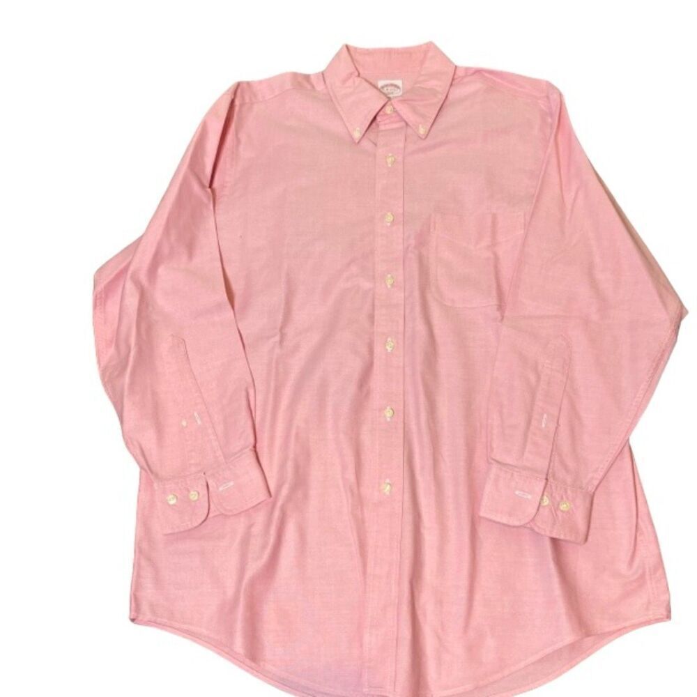 Brooks Brothers 346 Oxford Dress Shirt Long Sleeve Button Down Pink 16 2/3